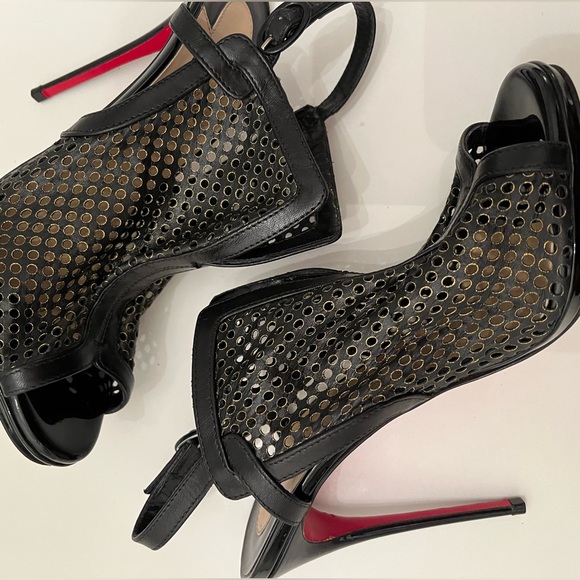 Christian Louboutin Black Escriminette 120 Cage Heel Bootie Pumps. Size 39 1/2. - Picture 4 of 7